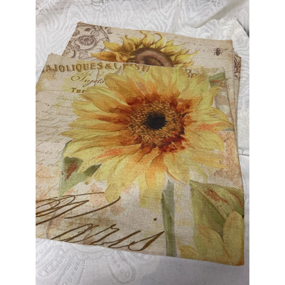 Set of 5 French Country Sunflower Bee Linen Pillow Covers 18x18 Farmhouse Decor - Picture 4 of 7